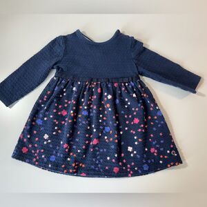 Jasper Conran Junior Navy Blue floral baby girl Dress 3-6 months with stretch